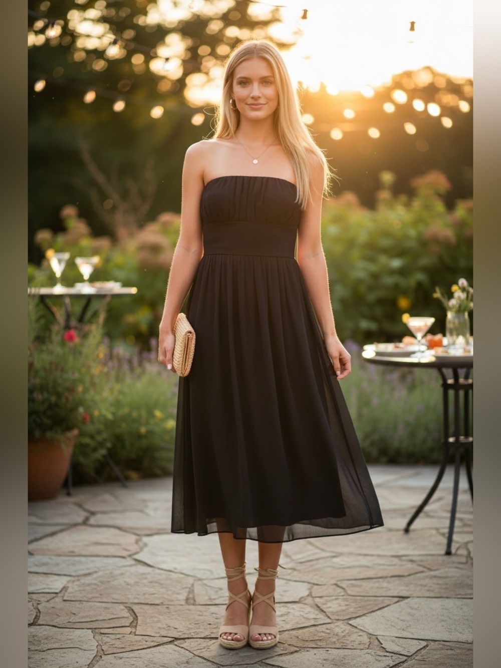 J. Crew Strapless Black Midi Dress